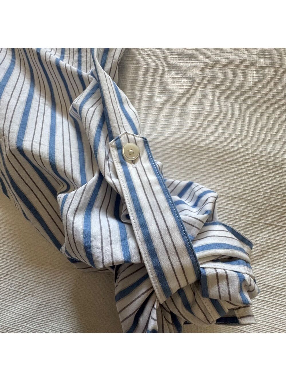 Babaton Oversized Blue and White Striped Button Down Shirt Small - Picture 10 of 10